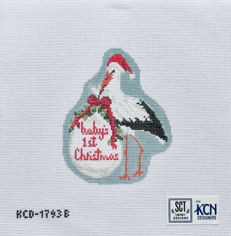 Baby's First Christmas Blue Stork Canvas