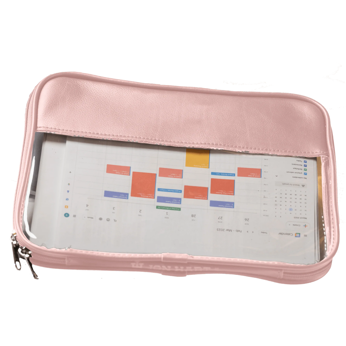 Clear Leather Folio Blush