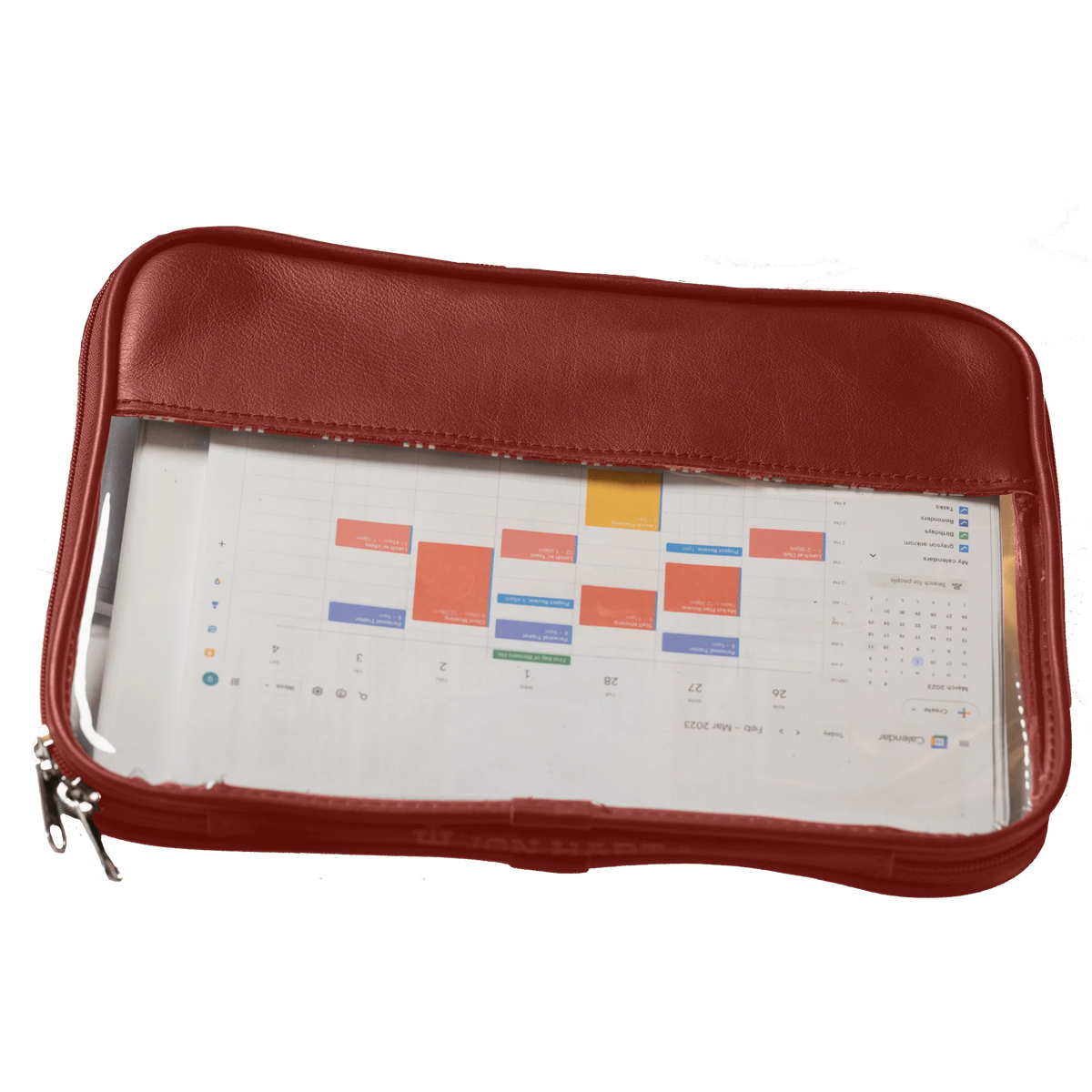 Clear Leather Folio Wine Leather