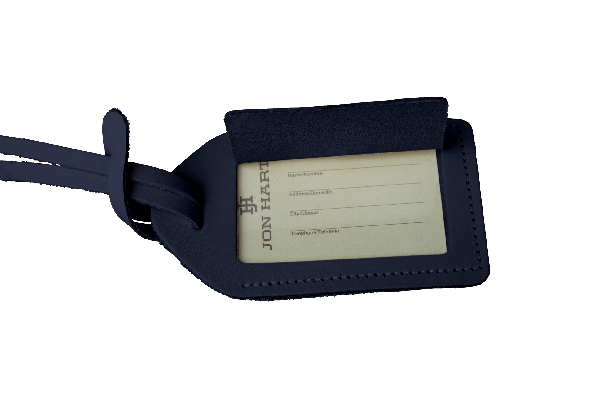 Navy Leather Luggage Tag