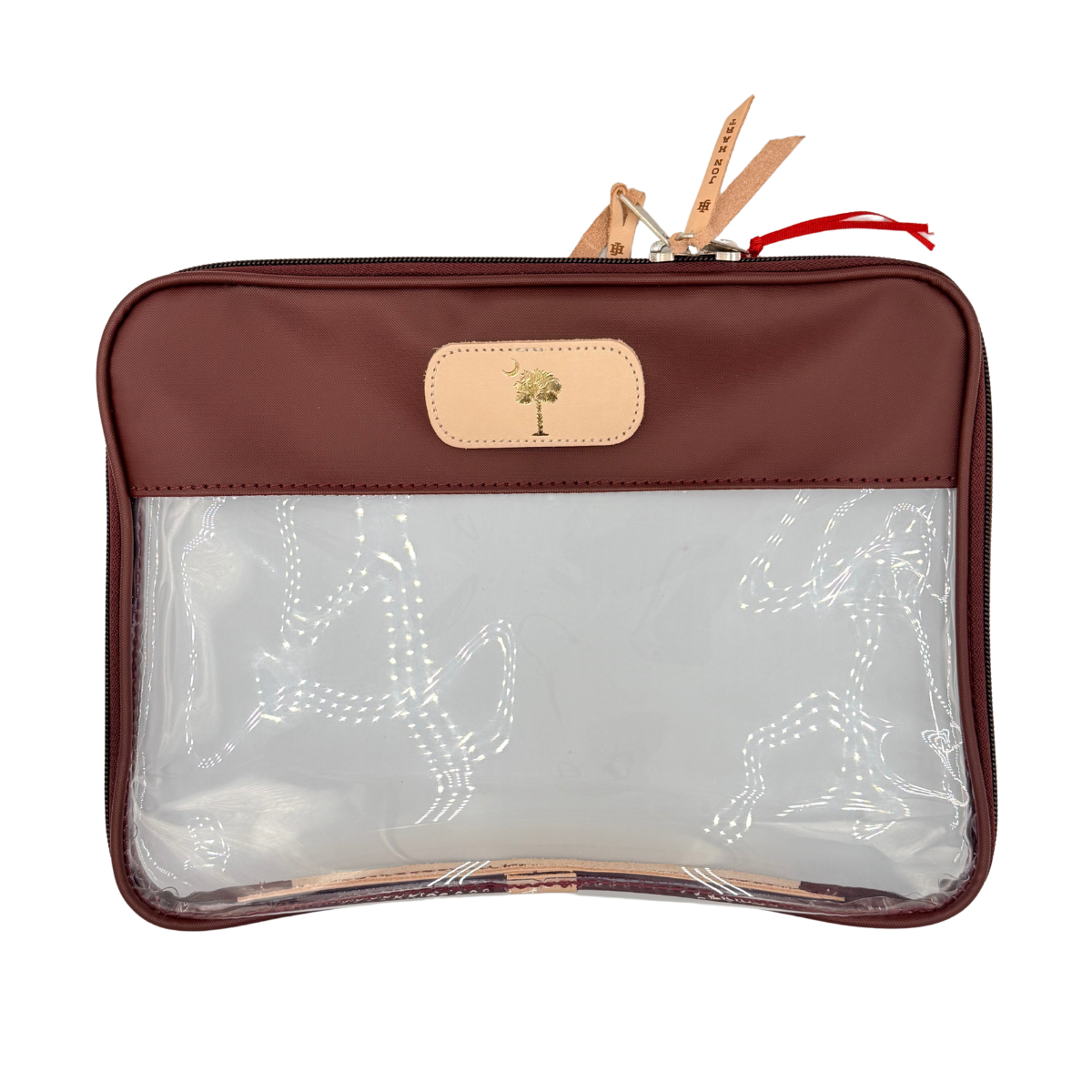 Clear Folio Burgundy Coated Canvas with Palmetto Tree Stamp