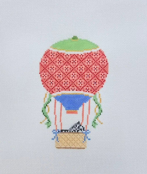 Coral and Green Hot Air Balloon with Zebra