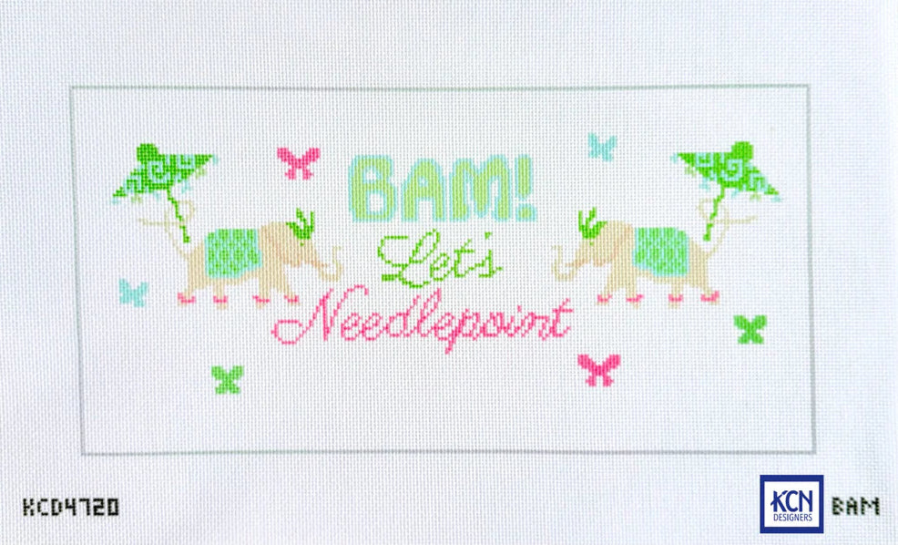 Bam Let's Needlepoint Lumbar Printed Canvas