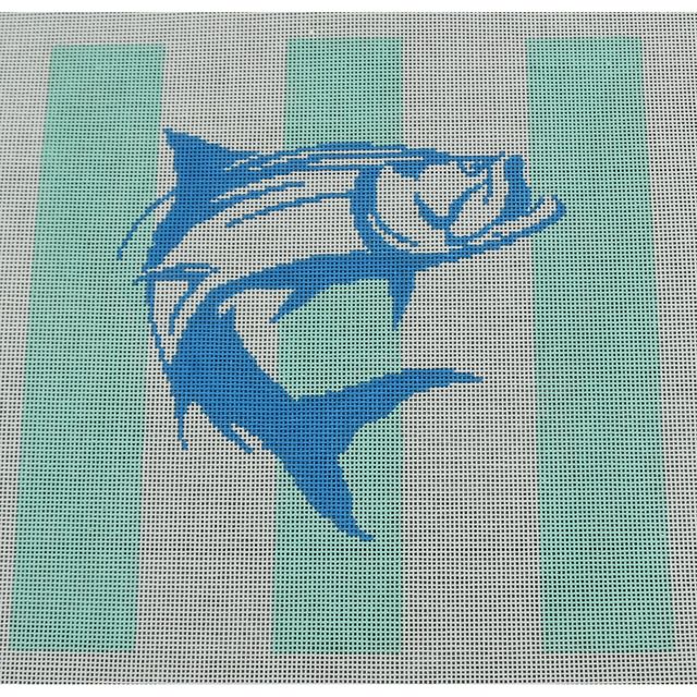 Tarpon on Mint Stripes Canvas