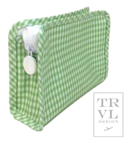 Roadie Large Zip Pouch - Gingham Leaf