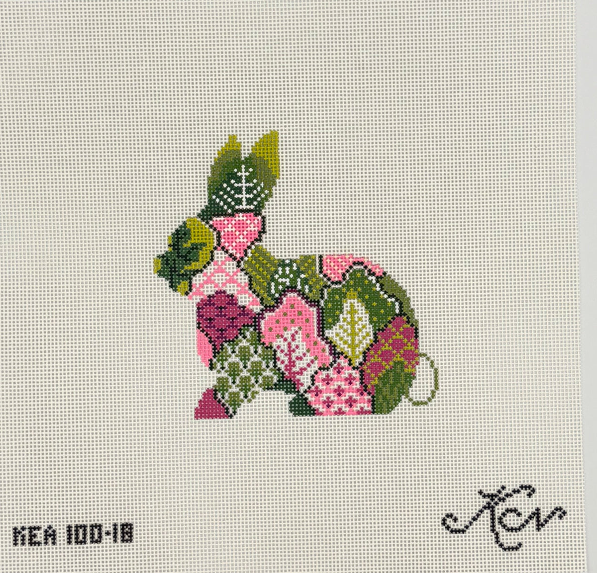 Pink Tobacco Leaf Bunny Canvas