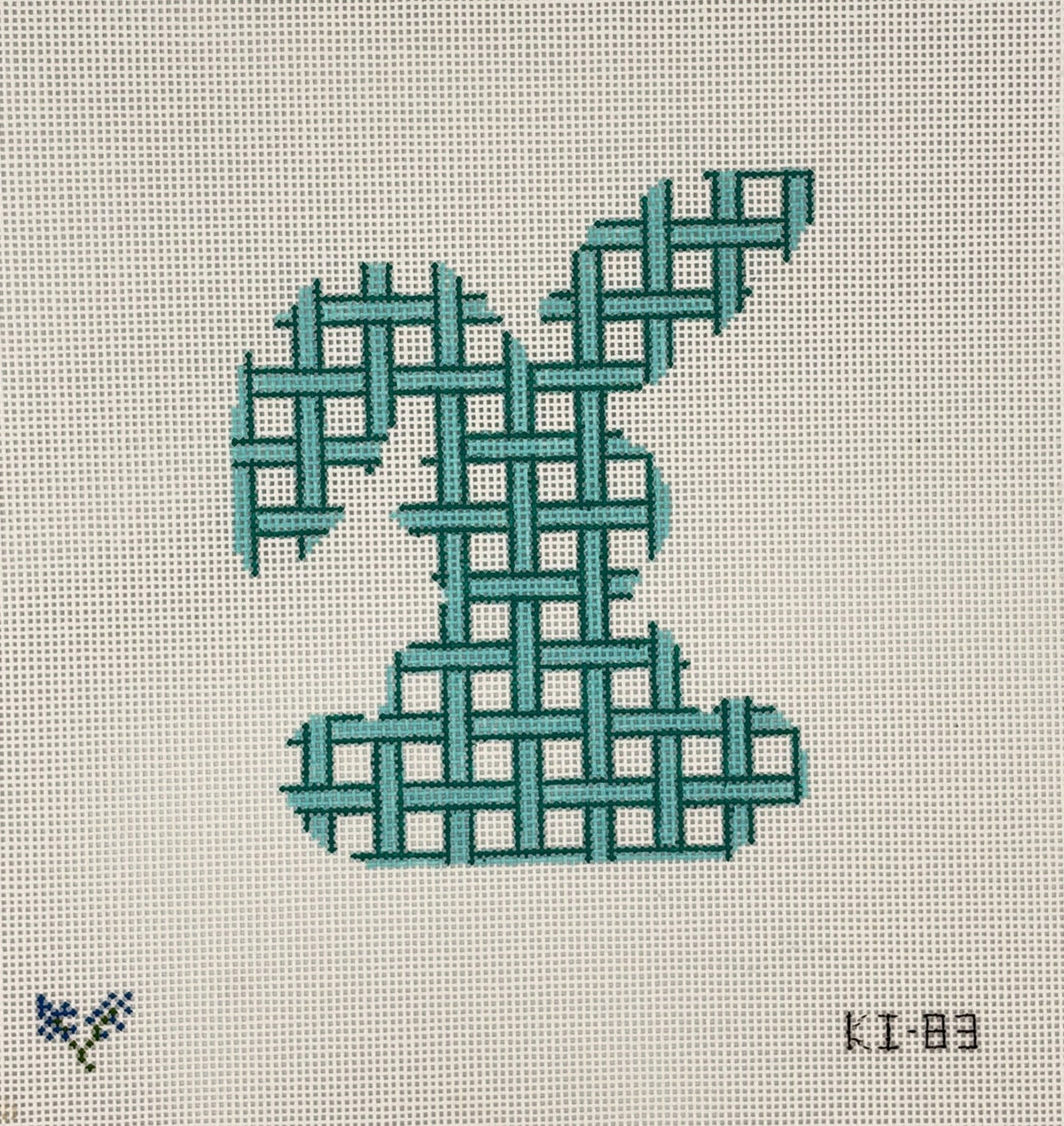 Bunny - Green Lattice Canvas