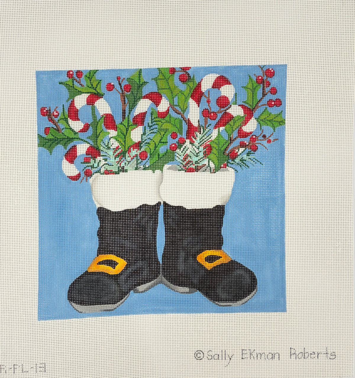 Santa's Boots w/ Candy Canes &amp; Greenery Canvas