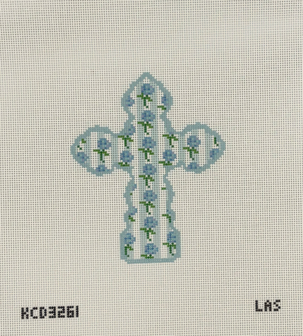 Blue Hydrangea Stripe Cross Printed Canvas