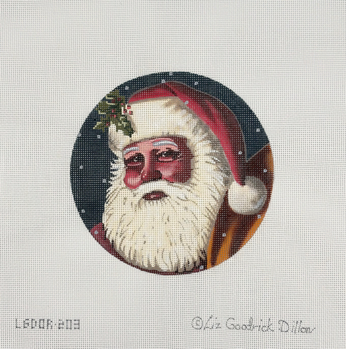 Santa Face Round Canvas
