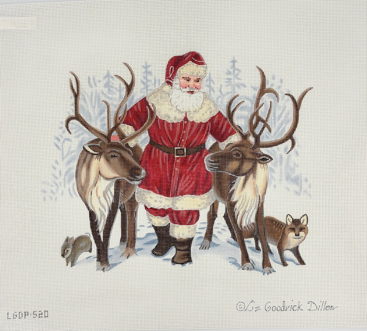 Santa &amp; Reindeer Scene Canvas