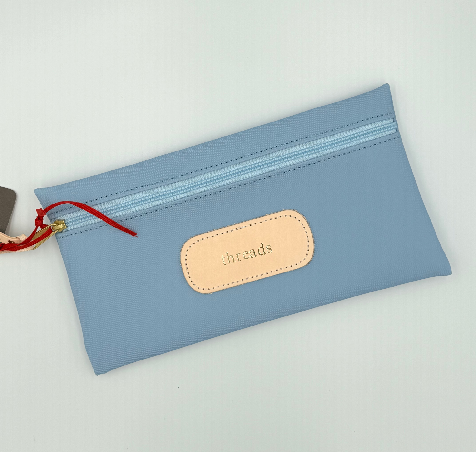 Large Pouch Ice Blue Coated Canvas with "Threads"