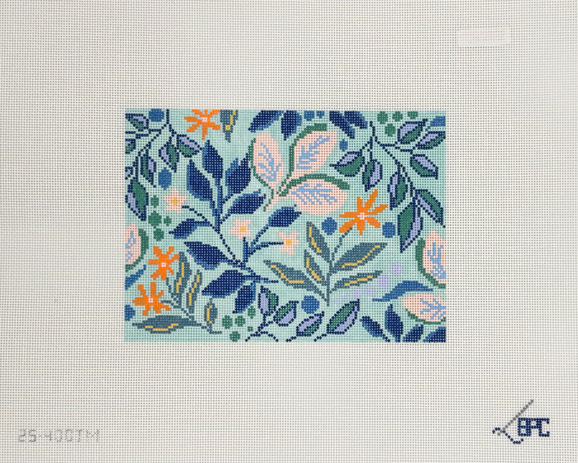 Aqua Floral Pattern Canvas