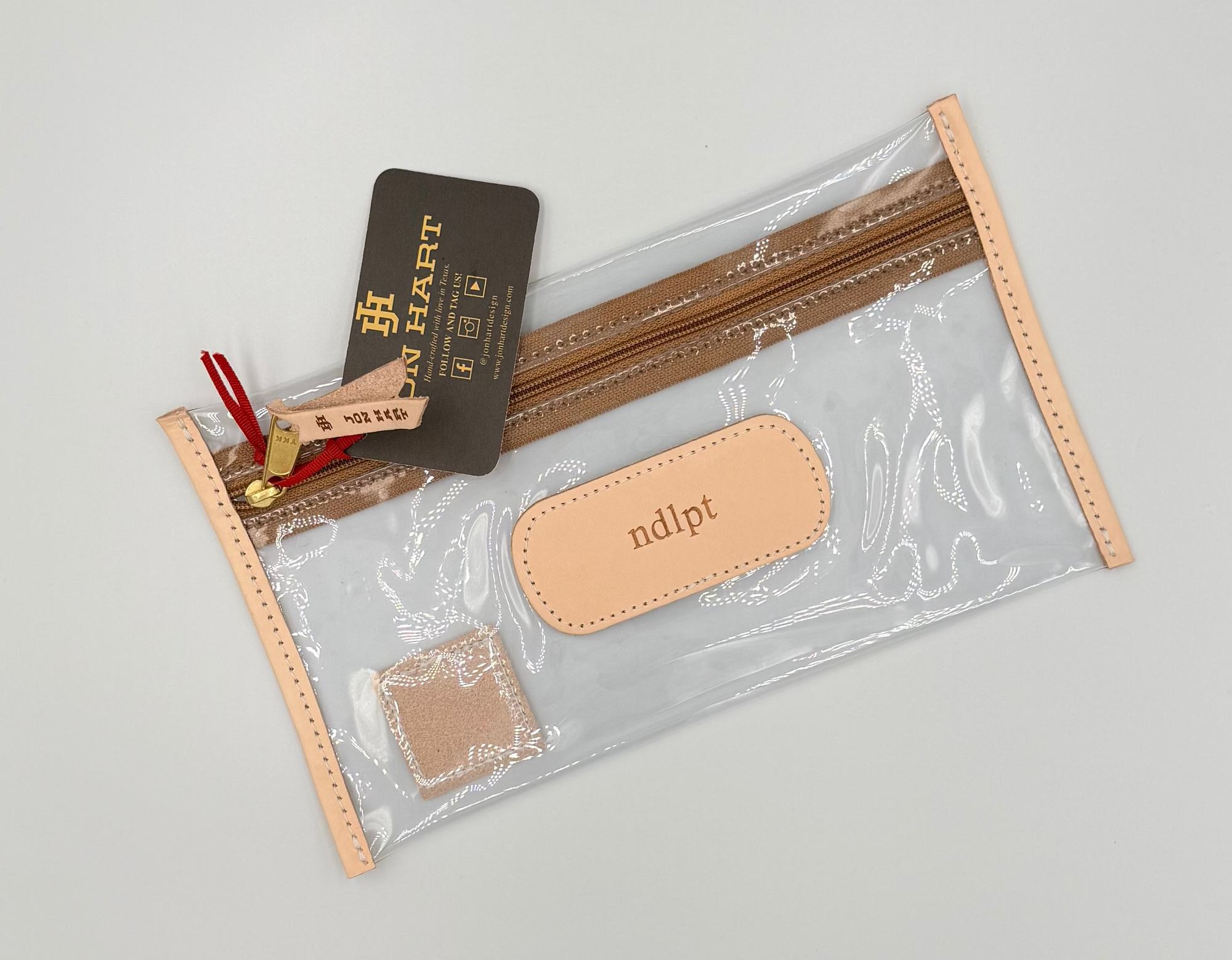 Clear Pouch Saddle Webbing with "ndlpt" Hot Stamped
