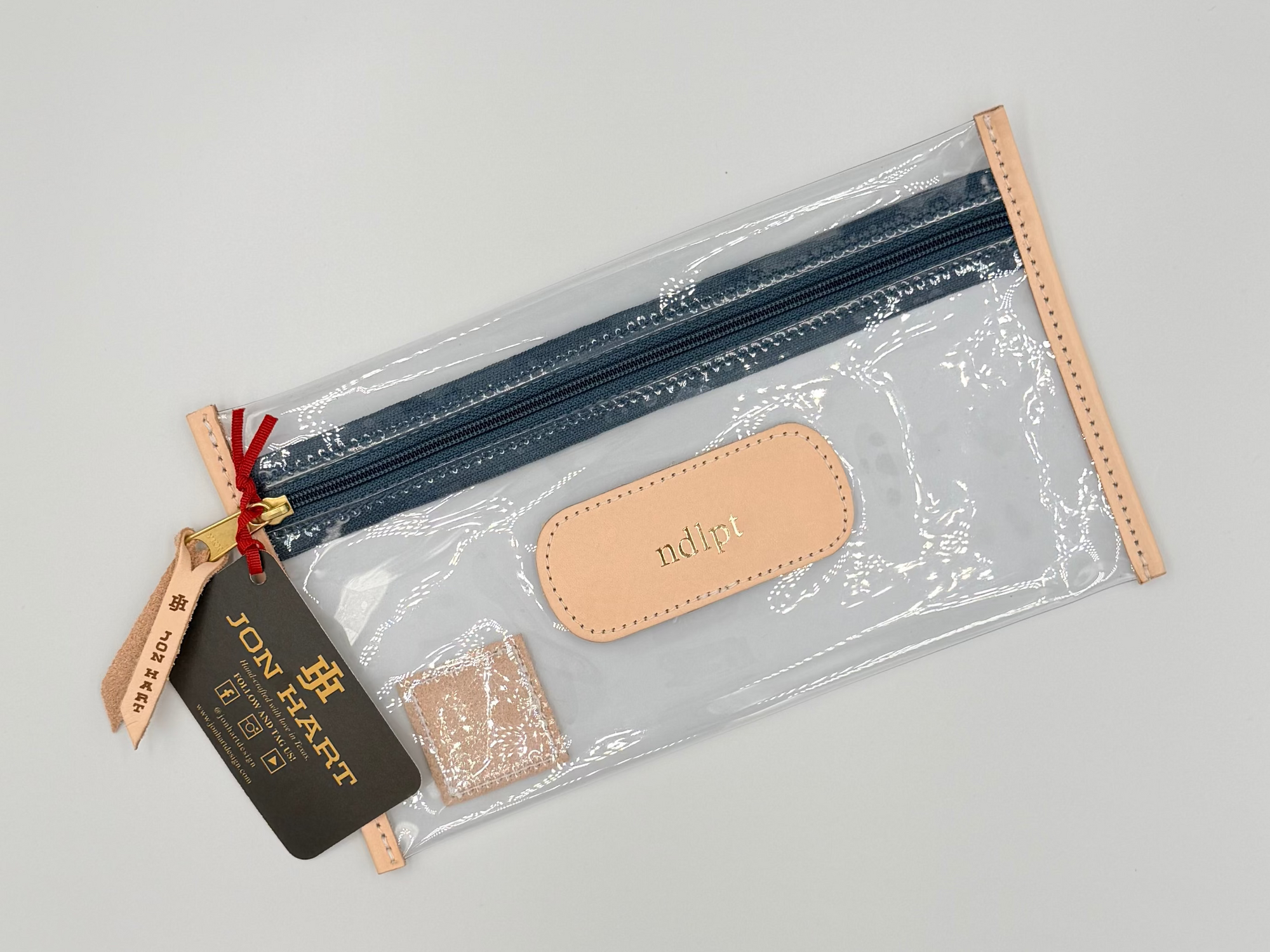 Clear Pouch French Blue Webbing with "ndlpt" in Gold Foil