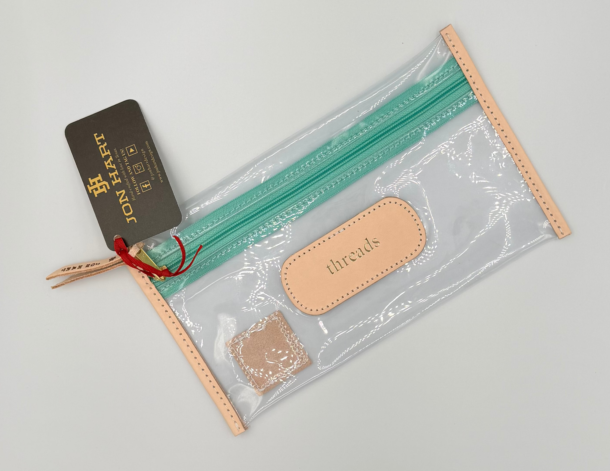 Clear Pouch Mint Webbing with "threads" in Gold Foil