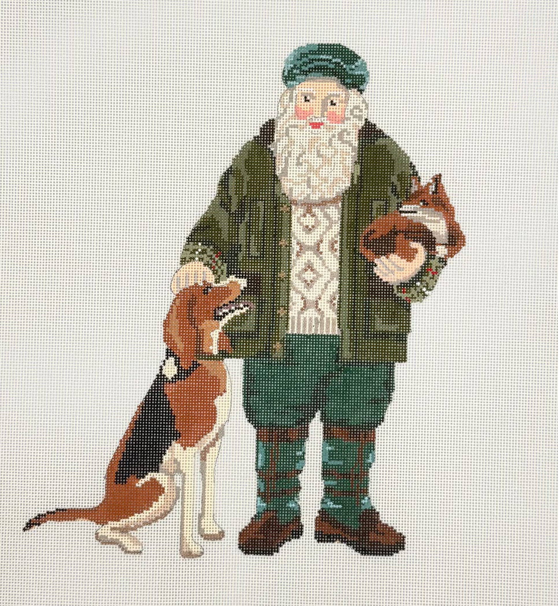 Fox Hound Santa Canvas