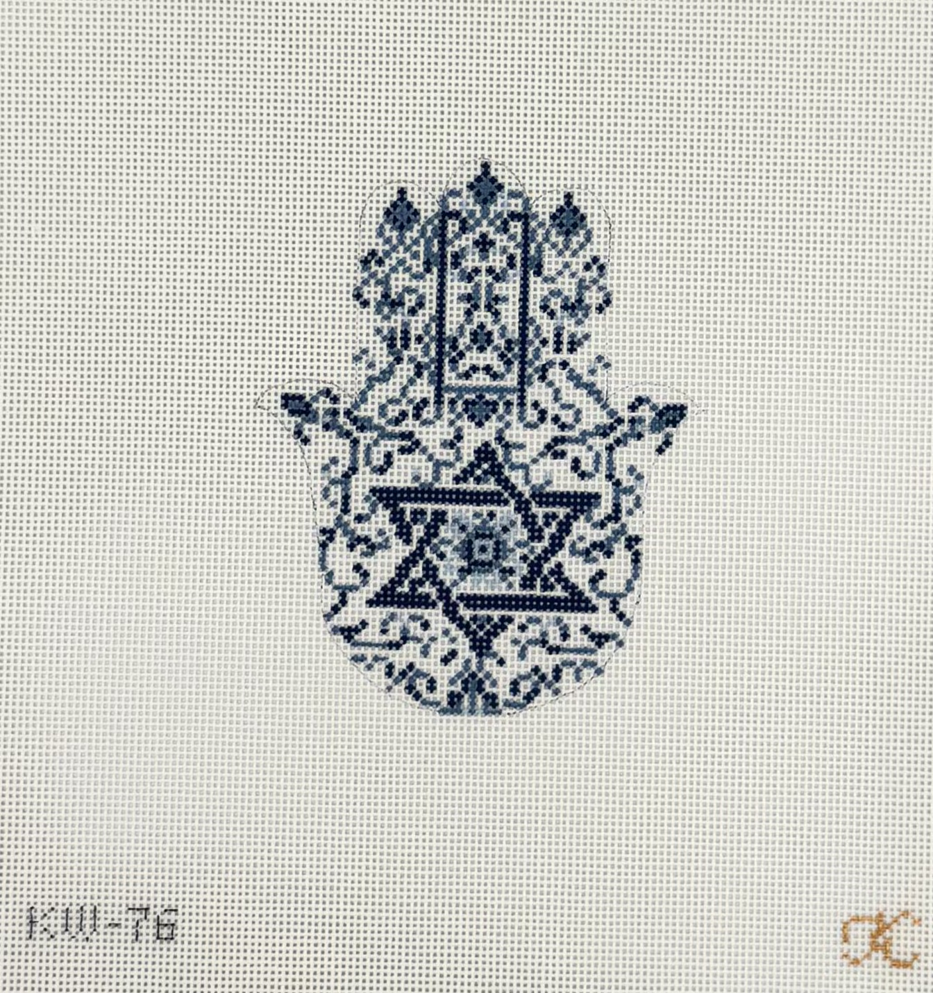 Transferware Hamsa Canvas