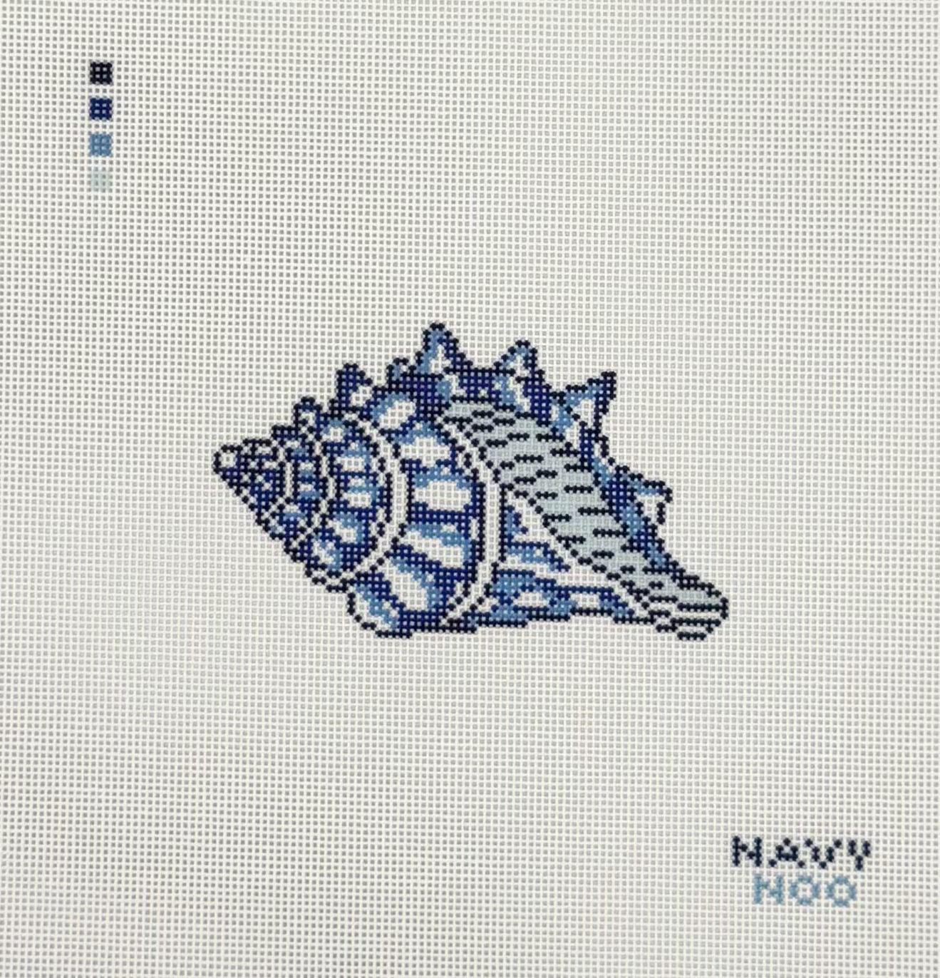 Dark Blue Conch Shell Canvas