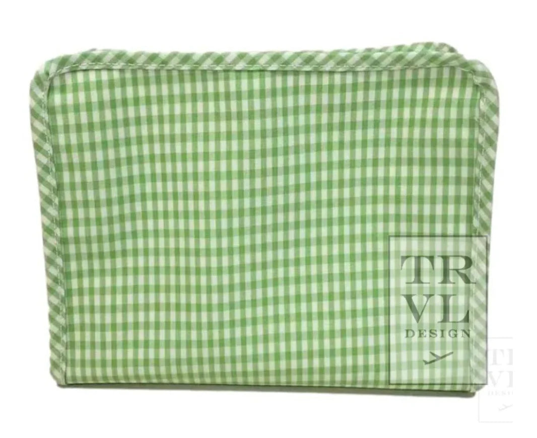 Roadie Large Zip Pouch - Gingham Leaf