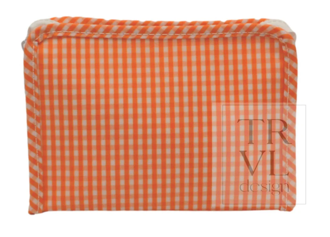 Roadie Small Zip Pouch - Gingham Orange