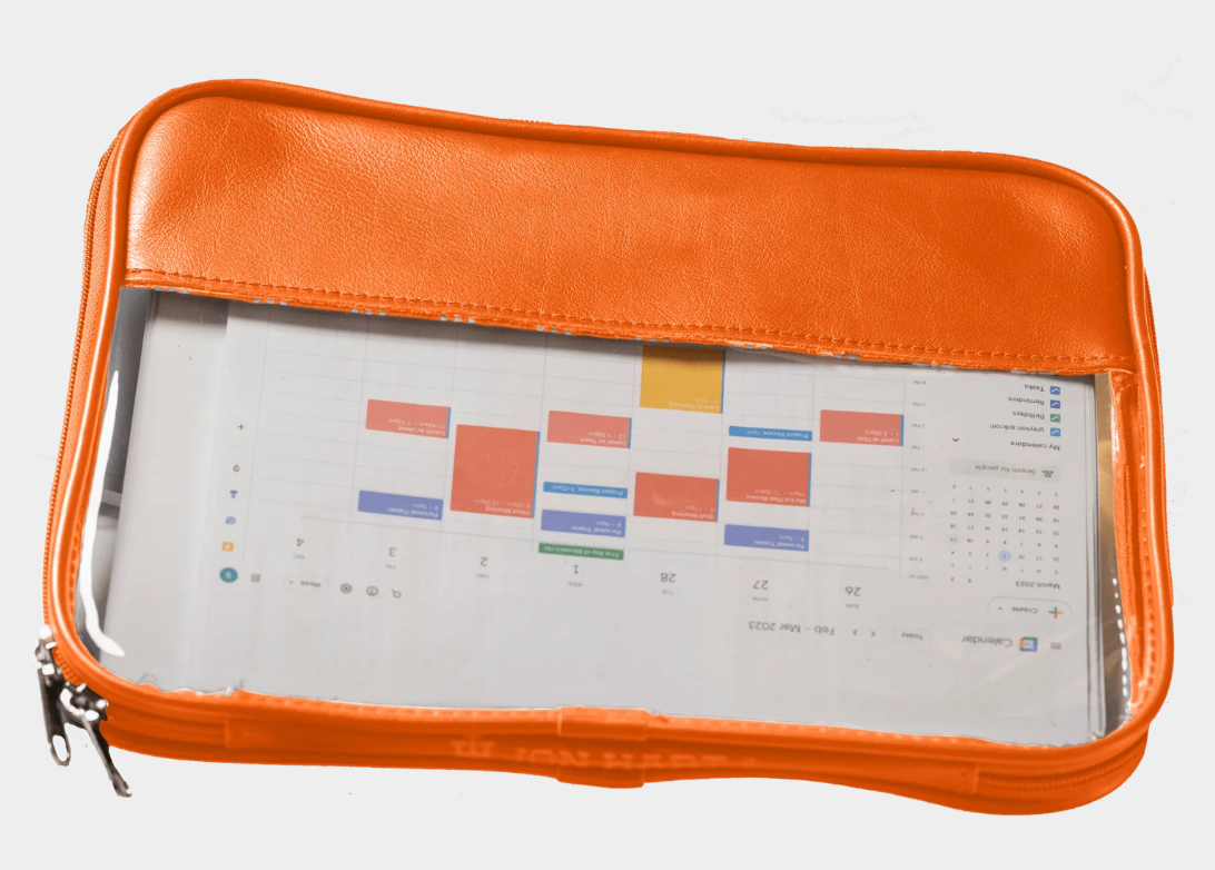 Clear Leather Folio Orange Leather