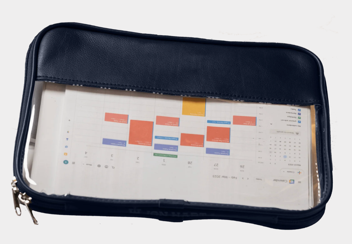 Clear Leather Folio Navy Leather
