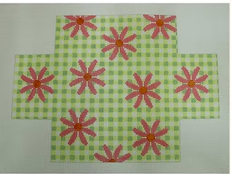 Coneflowers on Green Gingham Canvas