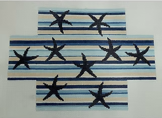 Starfish on Horizontal Shore Stripes Canvas