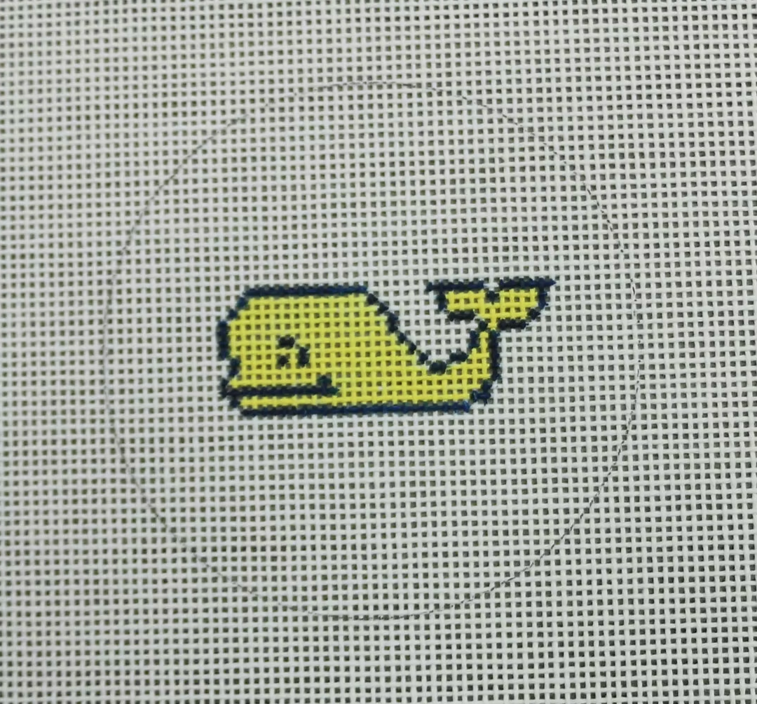 Yellow Whale Mini Round Canvas