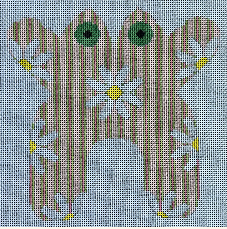 Daisy on Pink and Green Canvas