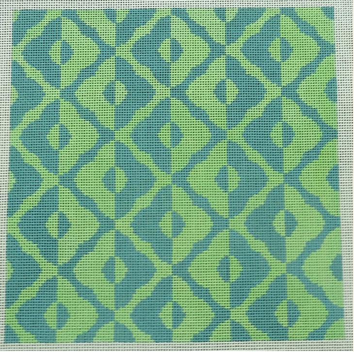 Mirror Flowers Blue and Jade Canvas