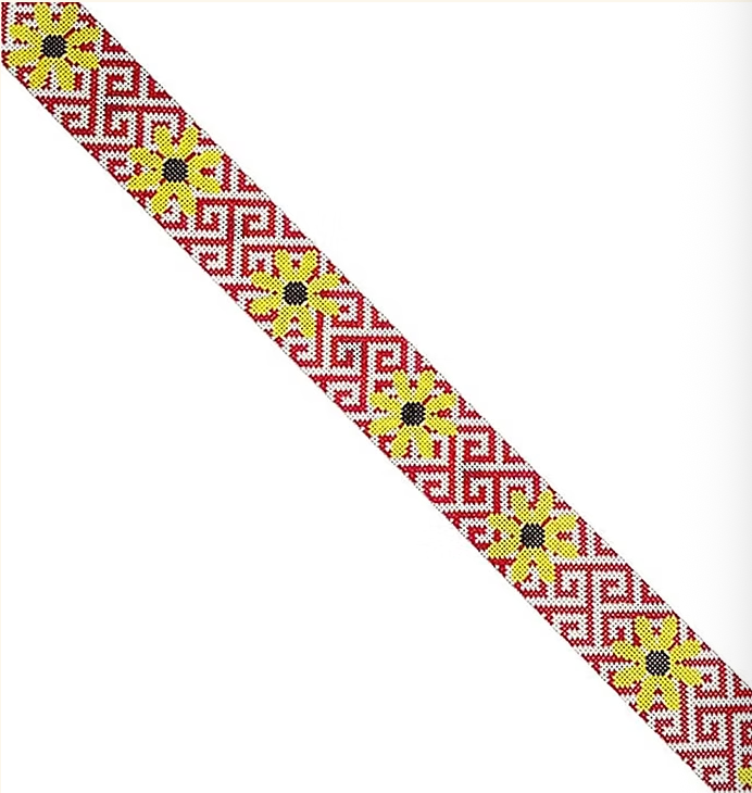 Black Eyed Susan Belt on Red Canvas