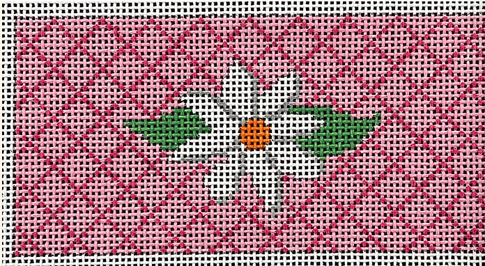 White Flower on Pink Diamond Pattern Insert Canvas