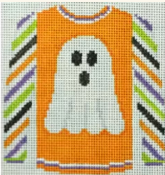 ghost on orange sweater w/ multicolored sleeve Canvas
