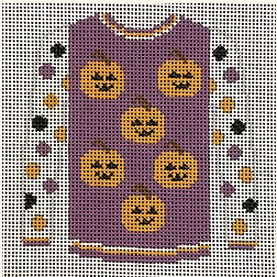 5 pumpkins on purple sweater Canvas