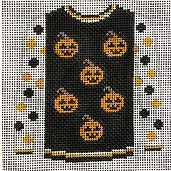 5 pumpkins on black sweater Canvas