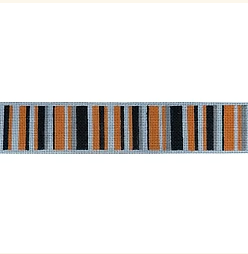 College Stripes Belt - Orange Black Gray and White Canvas
