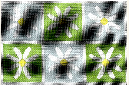 Daisy Clutch - Green and Blue Canvas