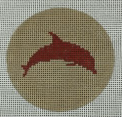 Dolphin on Solid Background - Red and Khaki Canvas