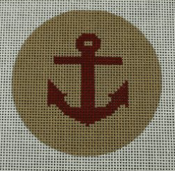 Anchor on Solid Background - Red and Khaki Canvas