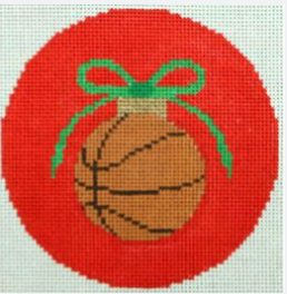 basketball with green bow on red Canvas
