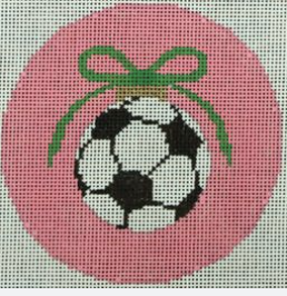soccer ball with green bow on pink
