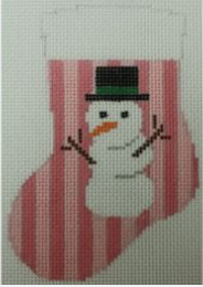 big snowman on pink stripes Canvas