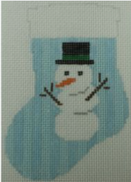 big snowman on blue stripes Canvas