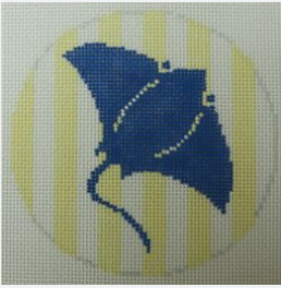 sting ray on yellow stripes Canvas