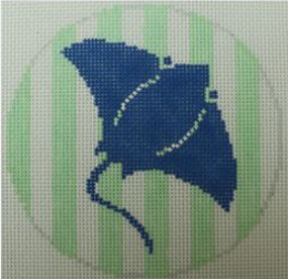 sting ray on green stripes Canvas