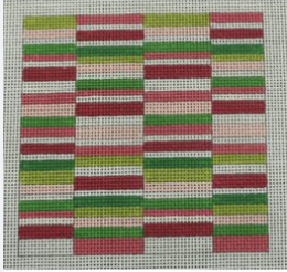 Pink and Green Horizontal Stripes Square Canvas