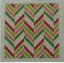 Chevron Pinks and Greens Square Canvas