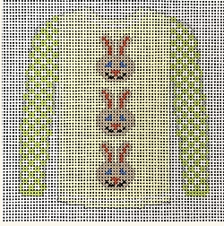 3 Brown Bunny Faces on Yellow Canvas